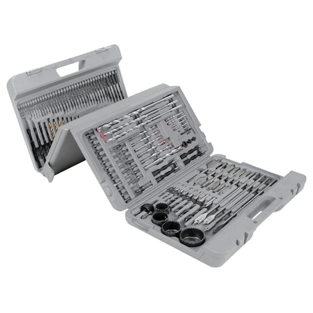 Performance Tool 204 pc. Drill Bit Set, Titanium Coated Bits, Wood Boring, Masonry, Case W1368
