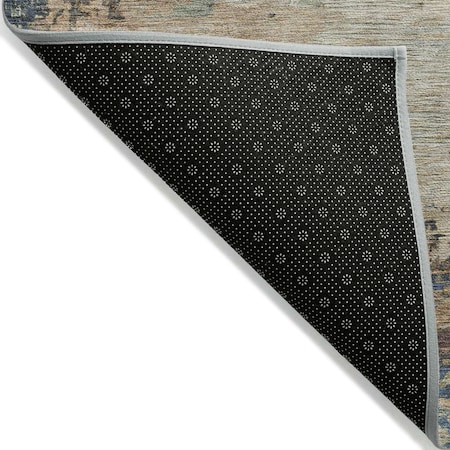 Homeroots 8' Blue Green And Beige Round Abstract Washable Indoor Outdoor Area Rug 630725