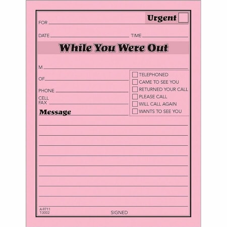 Tops 3002P Important Message One-Sided 4-1/4 x 5-1/2 12 50-Sheet Pads/Pk 3002P