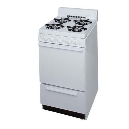 Premier Gas Range, Four 9100 BTU Open Burners, 20 inW x 40 inH x 24.5 inD, 2.42 cu. Ft., White 805721