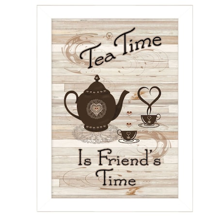 Homeroots Tea Time 4 White Framed Print Kitchen Wall Art 405390
