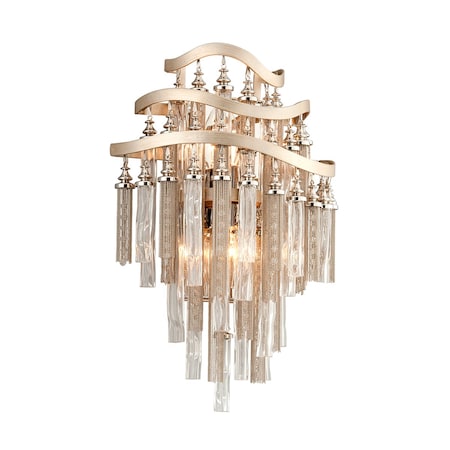 Corbett Lighting Chimera 2 Light Wall Sconce 12.5 In. Warm Silver Leaf 176-13-WSL