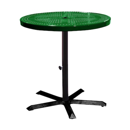Leisure Craft 36" Round Perforated Pedestal Table, Portable, 40"H, Black Green 36TAB40-BLACK GREEN