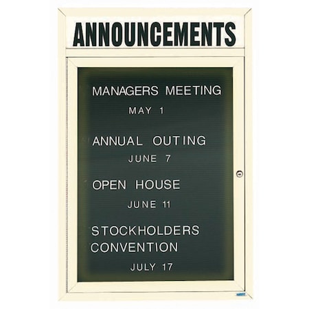 Aarco Illuminated Outdoor Enclosed Directory w/ Al Frame Header, Powder Coated Ivory, 24''Hx18''W OADC2418HIIV