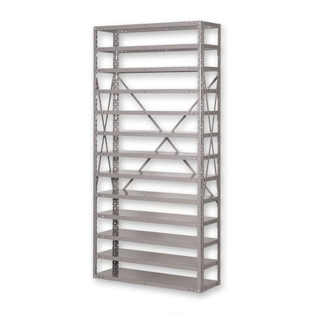 Pucel Bin Shelving Rack, 36 in W x 73 in H x 24 in D, 6 Shelves, 20 Bins, Light Blue BR-2436-6-20
