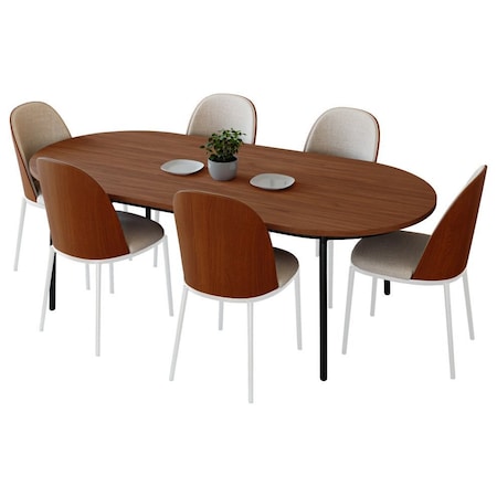 Leisuremod 70.9 in W, 29.5 in L, Manufactured Wood/Steel/Velvet, Walnut/Beige TT70-WCWN18-BG