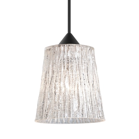 Besa Lighting Besa Nico 4 Pendant, Stone Glitter, Black Finish, 1x 5W LED 1XT-5125GL-LED-BK