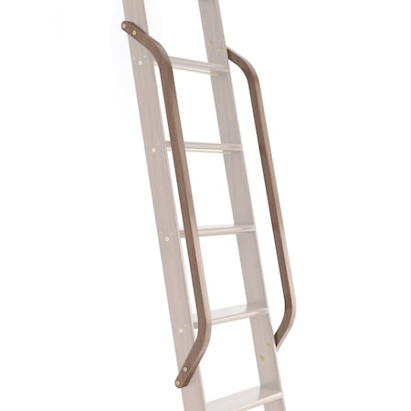 Quiet Glide Walnut Wood Library Ladder Handrail Brushed Satin Brass (No Ladder) QG.6309.WA.06B