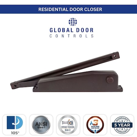 Global Door Controls Residential Hold Open Mini Door Closer in Brown TC901-HO-BR