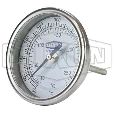 Dixon Model 30 Thermometer, 50 to 500DegF, 1 % Accuracy, 1/2 in MNPT Connection 30025104