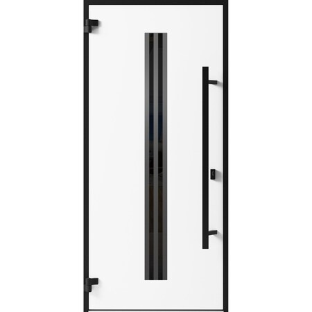 Vdomdoors Front Exterior Prehung Steel Door Ronex1055 Teak Entry Metal Modern Painted W36xH80 Right hand RONEX1055EXD-OAK-W36 X H80-RH-I