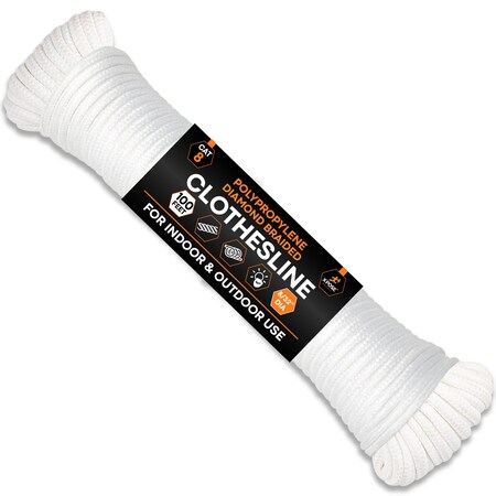 Xpose Safety Braided Cotton Clothesline 8/32inx100ft CCL832-100-X