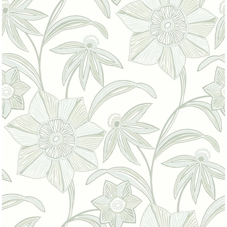 A-Street Prints Star Flower Light Green Floral Trail Wallpaper 4172-27513
