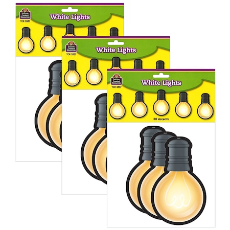 Teacher Created Resources White Light Bulbs Accents, 30-Piece Set, 3 Packs, 3PK 3557