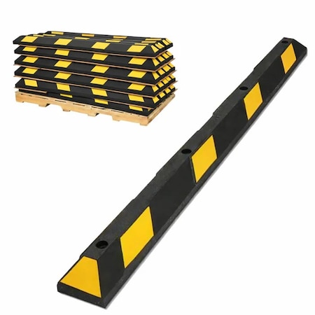 Traffic Kontrol Parking Curb Block 6FT Long - Wheel Stop - Yellow/Black Striped - 25PK TK-PS-6-BKYW-25