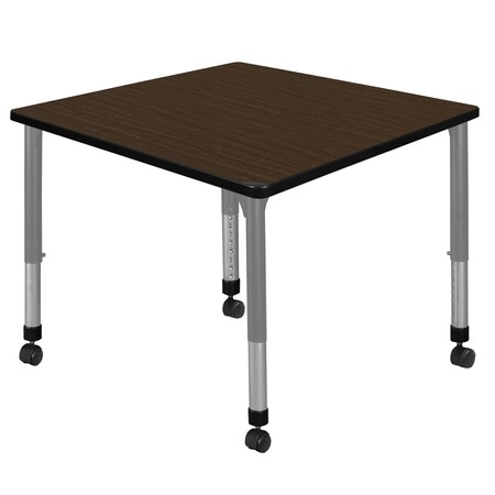 Regency Square Kee Height Adjustable Mobile Classroom Activity Table, 42 in W, 42 in L, Neo Walnut TB4242NWAPCGY