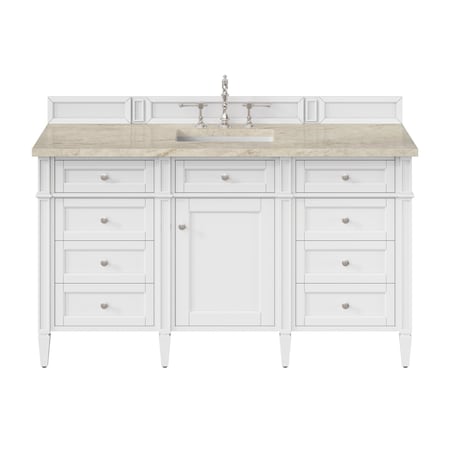 James Martin Vanities Brittany 60" Single Vanity in Bright White, w/ 3 CM Tajnar Eclos Top 655-V60S-BW-3TJR