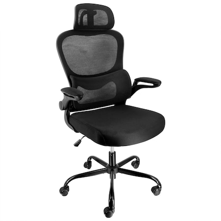 Elama High Back Adjustable Mesh and Fabric Office Chair in Black with Adjustable Head Rest ELM-F-936BKD