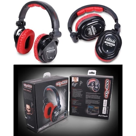 Dj Tech Professional Headphones from World Famous DJ Chris Garcia w/1/4-inch adapter & 1/8-inch adapter, RE eDJ-500 (RED Edition)
