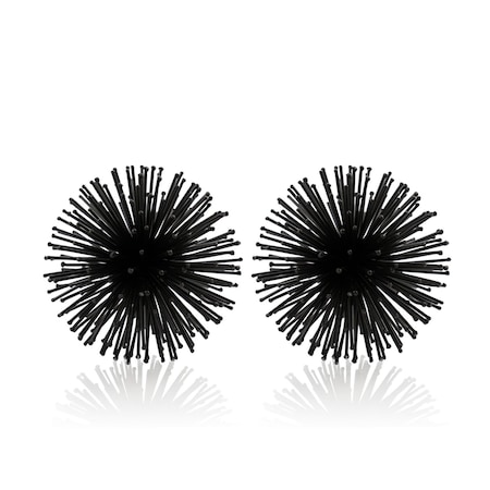 Homeroots Set of Two Black Iron Decorative Spiky Sphere Tabletop Sculpture, 2PK 568889
