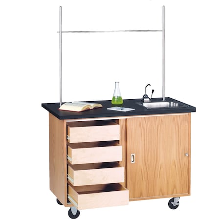 Diversified Spaces Mobile Demo Table w/Sink and Rod Sockets, 48" W, 36" Height, 500 lb 4222K