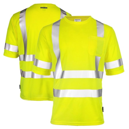 Dome75 Hi-Vis Short Sleeve Shirt, ANSI/ISEA 107-2020 Class 3, Type R, 100% Polyester Birds-Eye Mesh, 3X DSS1431