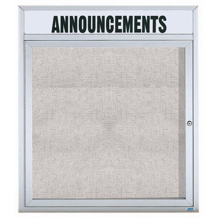 Aarco Outdoor Enclosed Bulletin Board w/ Al Frame Header, Clear Satin Anodized Finish, 36''Hx30''W ODCC3630RH