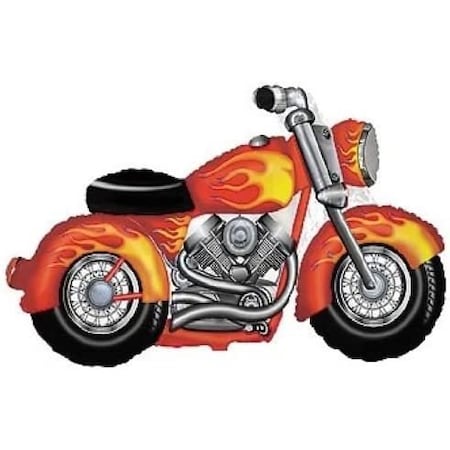 Loonballoon MOTORCYCLE Hog Bike Orange Flame 45in. Party Mylar Balloon LoonBallon- dalv727