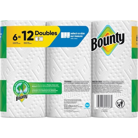 Bounty Select-A-Size Paper Towels 6 Double Rolls 30772157039