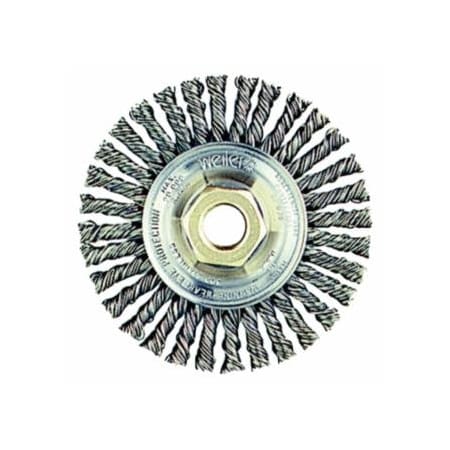Weiler Roughneck Max Stringer Bead Wheel, 4 in dia x 3/16 in W, 0.020 in Steel Wire, 20000 RPM 804-13131