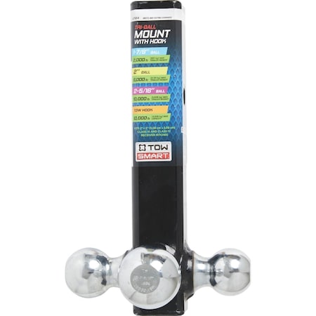 Towsmart Tri Hitch Ball Mount with Hook 7184