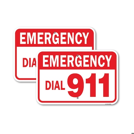 Signmission Emergency Dial 911, Heavy-Gauge Aluminum Rust Proof Parking Sign, 18" x 24", A-1824-25221 A-1824-25221