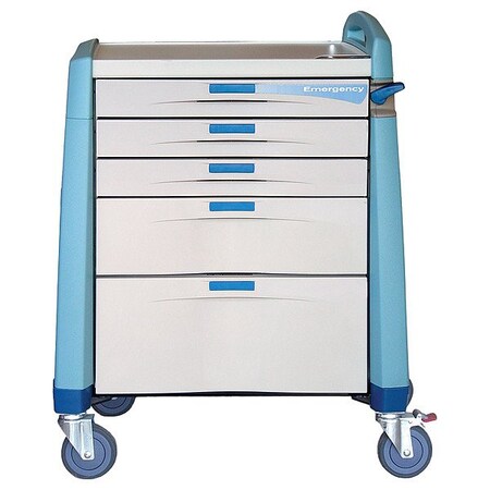 Capsa Healthcare Emergency Cart, 250 lb, Polymer, Assembled AM-EM-CMP-BLUE