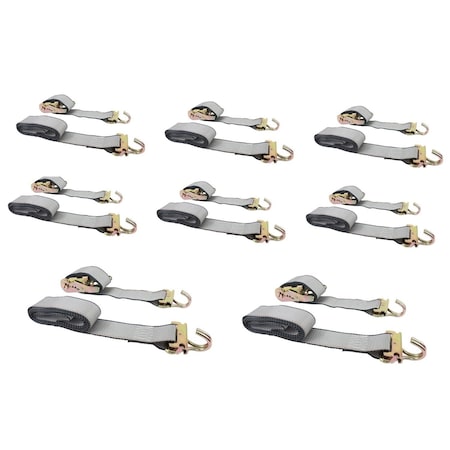Mytee Products 8 Pack 2'x12ft E Track Ratchet Strap w/ J Hook for Enclosed Trailers, 3000 lbs, 8PK ETKRS12EJx8