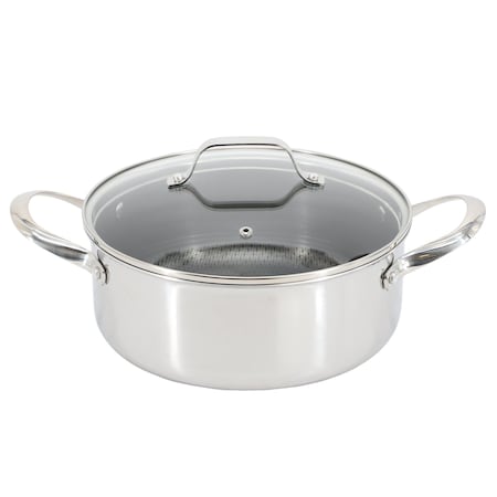 Oster Modessa 4.5 Quart Nonstick Triply Stainless Steel Dutch Oven with Honeycomb Design in Silver 143062.02
