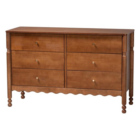 Baxton Studio Hoffman Dresser with Scalloped Apron and Turned Legs, Walnut Brown 272-14821-ZORO