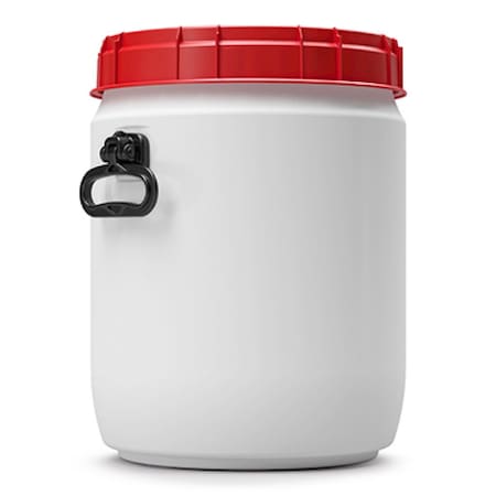 Curtec Total Opening Drum with lid, HDPE, 34L, white - red, handles 6950-91-046
