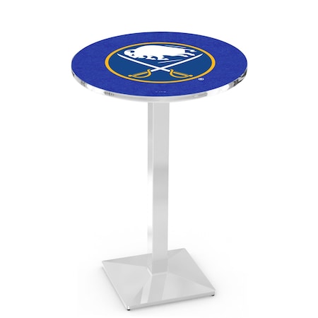 Holland Bar Stool Co 36" Chrome Buffalo Sabres Pub Table, 36" dia. Top L217C3636BufSab