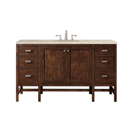 James Martin Vanities Addison 60" Single Vanity, Mid-Century Acacia, w/ 3 CM Tajnar Eclos Top E444-V60S-MCA-3TJR