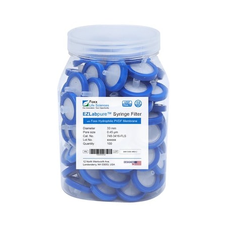 Foxx Life Sciences EZFlow Syringe Filter, 0.45um Glass Fiber, 13mm, 100PK 37C-3116-OEM