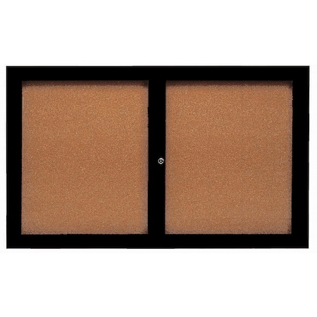 Aarco Enclosed Natural Pebble Grain Cork Bulletin Board w/ Black Powder Coated Al Frame, 36''Hx60''W DCC3660RBK
