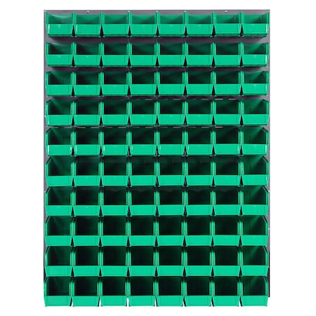 Quantum Storage Systems 48X61 GRAY LOUVERED PANEL WITH BINS GREEN QLP-4861-230-80GN