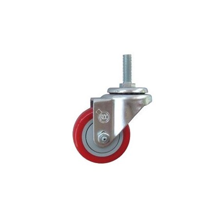 Service Caster 3 Inch SS Red Polyurethane Wheel Swivel 1/2 Inch Threaded Stem Caster SCC SCC-SSTS20S314-PPUB-RED-121315