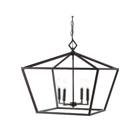 Jonathan Y Gatsby 23" 4-Light Adjustable Iron Rustic Glam LED Pendant, Oil Rubbed Bronze JYL7520B