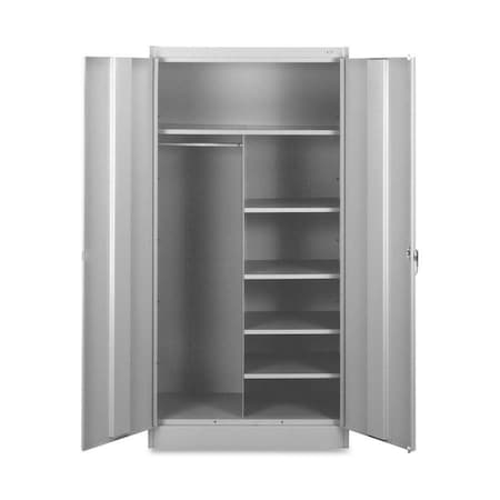 Tennsco Combo Wardrobe Storage Cabinet, 72 in H, 36 in W, 18 in D, Swing, Keyed, Light Gray, 5 Shelves 7214LGY