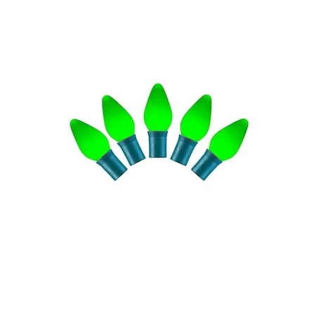 Vickerman 25 Light Grn Ceramic C7 LED Light on Grn Wire w/8 in. Spacing & 16 ft. Christmas Light Strand, 12PK X8GC754