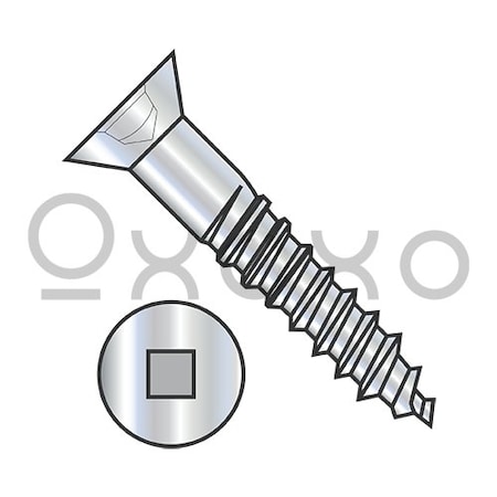 Oxoxo 8-15X3/4 Square Drive Flat Head Full Body Wood Screw 2/3 Thread Zinc, 6000PK 393333