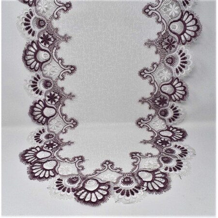 Sinobrite H8139-P-16x36 16 x 36 in. Purple European Lace with White Antique Fabric Table Runner H8139/P-16x36