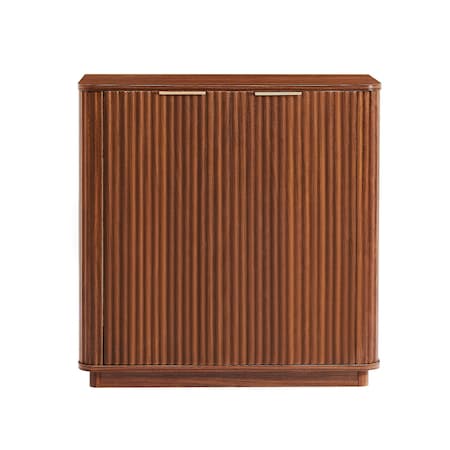 Homeroots 32in Brown Wood Accent Cabinet With Two Doors 716319