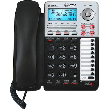 Att AT&T ML17939 Standard Phone - 2 x Phone Line - Speakerphone - Answering Machine ML17939